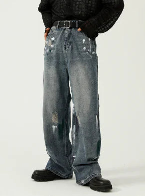 Brushed Washed Straight Tube Trousers
