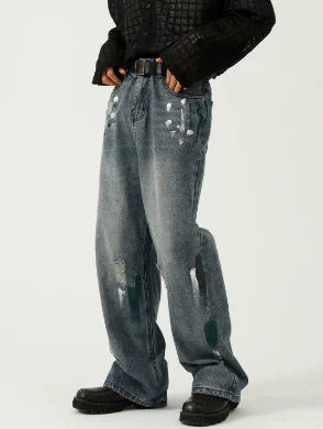 Brushed Washed Straight Tube Trousers