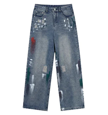 Brushed Washed Straight Tube Trousers